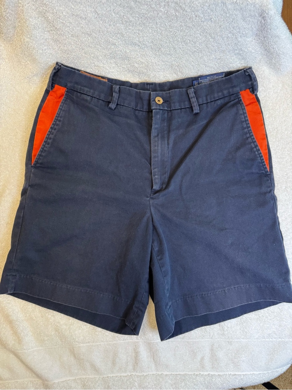 Plains Wear Auburn Shorts Mens 32 Navy Blue Orange Gameday Chino Twill Walking